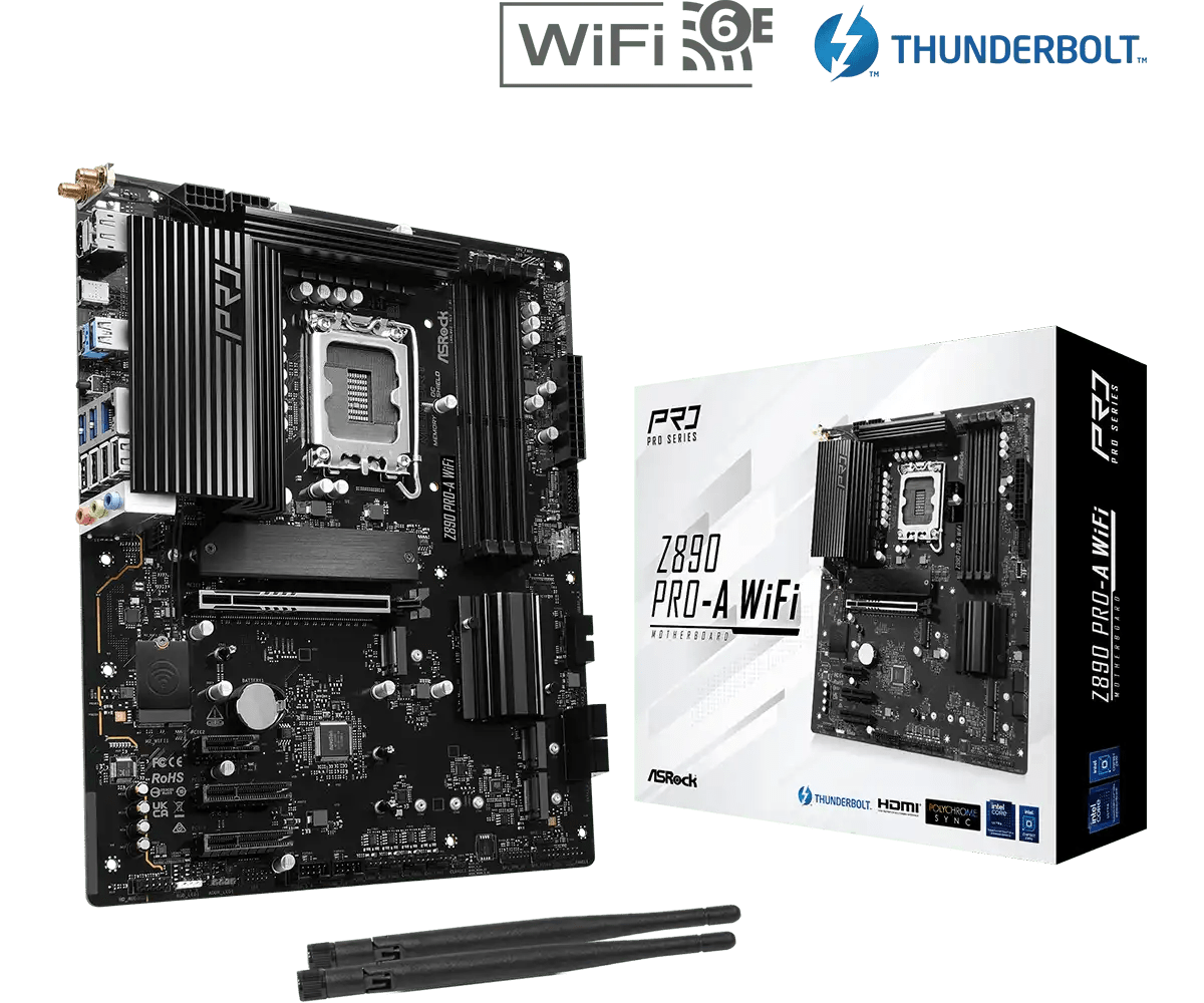 ASRock Z890 Pro - A WiFi LGA1851 Gaming Motherboard - Vektra Computers LLC ASRock Z890 Pro - A WiFi LGA1851 Gaming Motherboard - Vektra Computers LLC